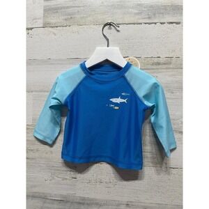 First Impressions Rash Guard Boys 6-9M Blue Shark UPF 50 NWT